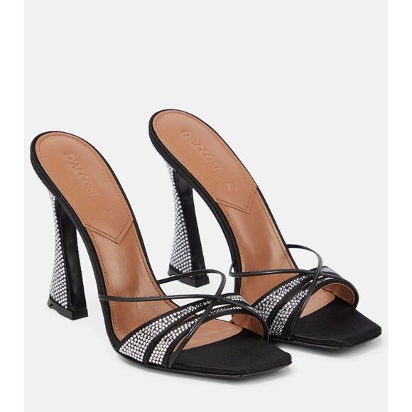 D’ACCORI Lust 100mm Crystal-strap Mules In Schwarz Size 40(10) $895 - Picture 3 of 14